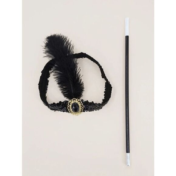 🖤✨ 5PCS 1920s Black Accessories Flapper Great Gatsby Retro Costume Set NEW - Picture 14 of 16